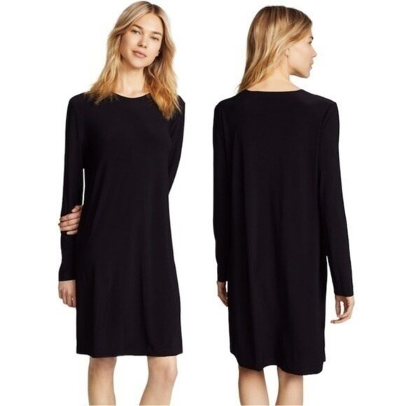 Norma Kamali Black Long Sleeve Jersey Knit Midi Dress Size XL - Picture 1 of 4